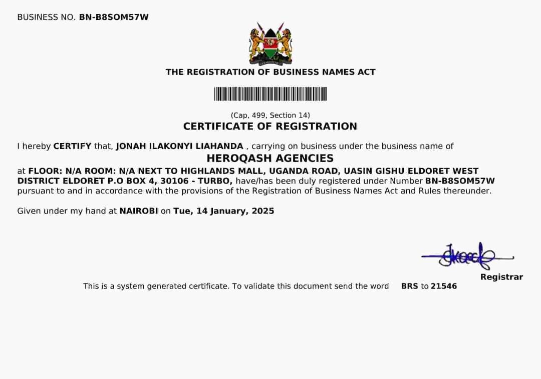 HEROQASH Business Certificate